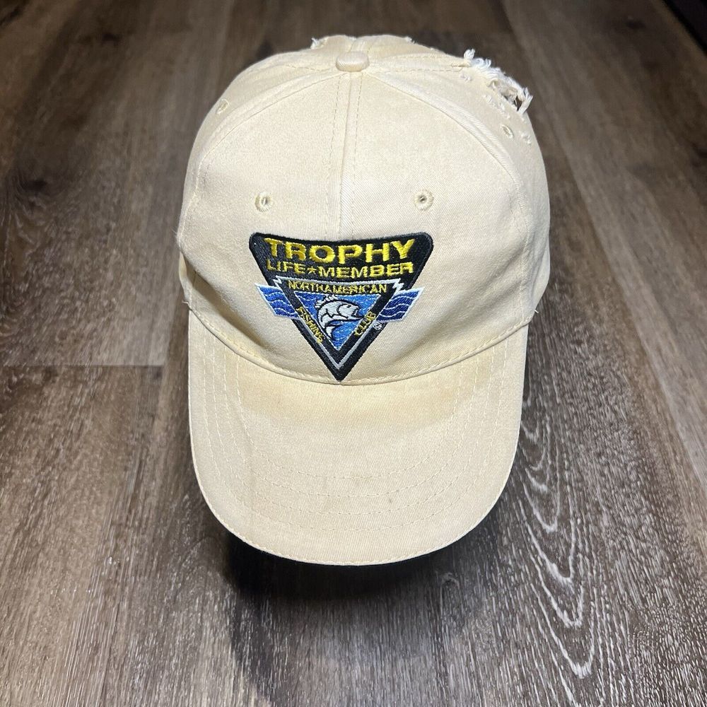 North American Fishing Club Snapback Hat Tan Brown Bass Fish‎ Embroidered Barn